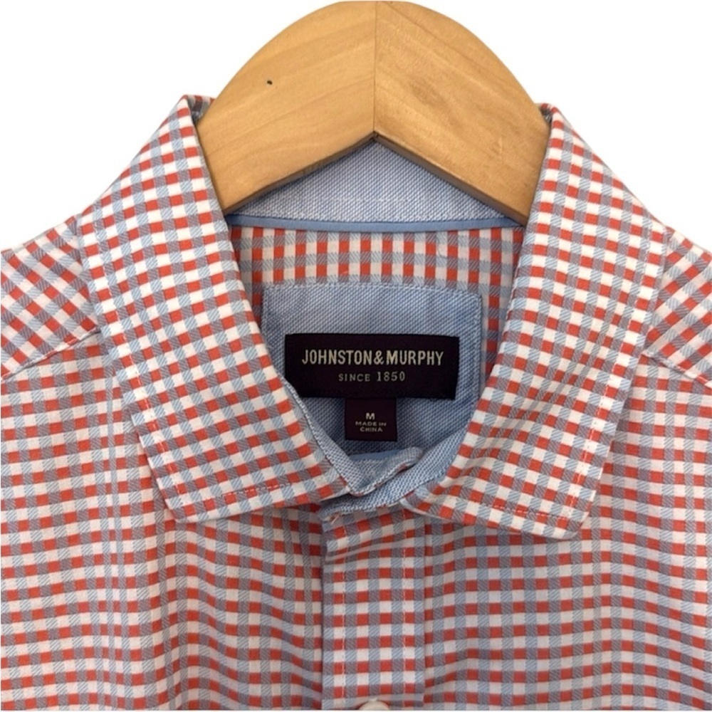 Men’s Johnston & Murphy Slim Fit Checkered Men’s Long Sleeved Shirt Size M
